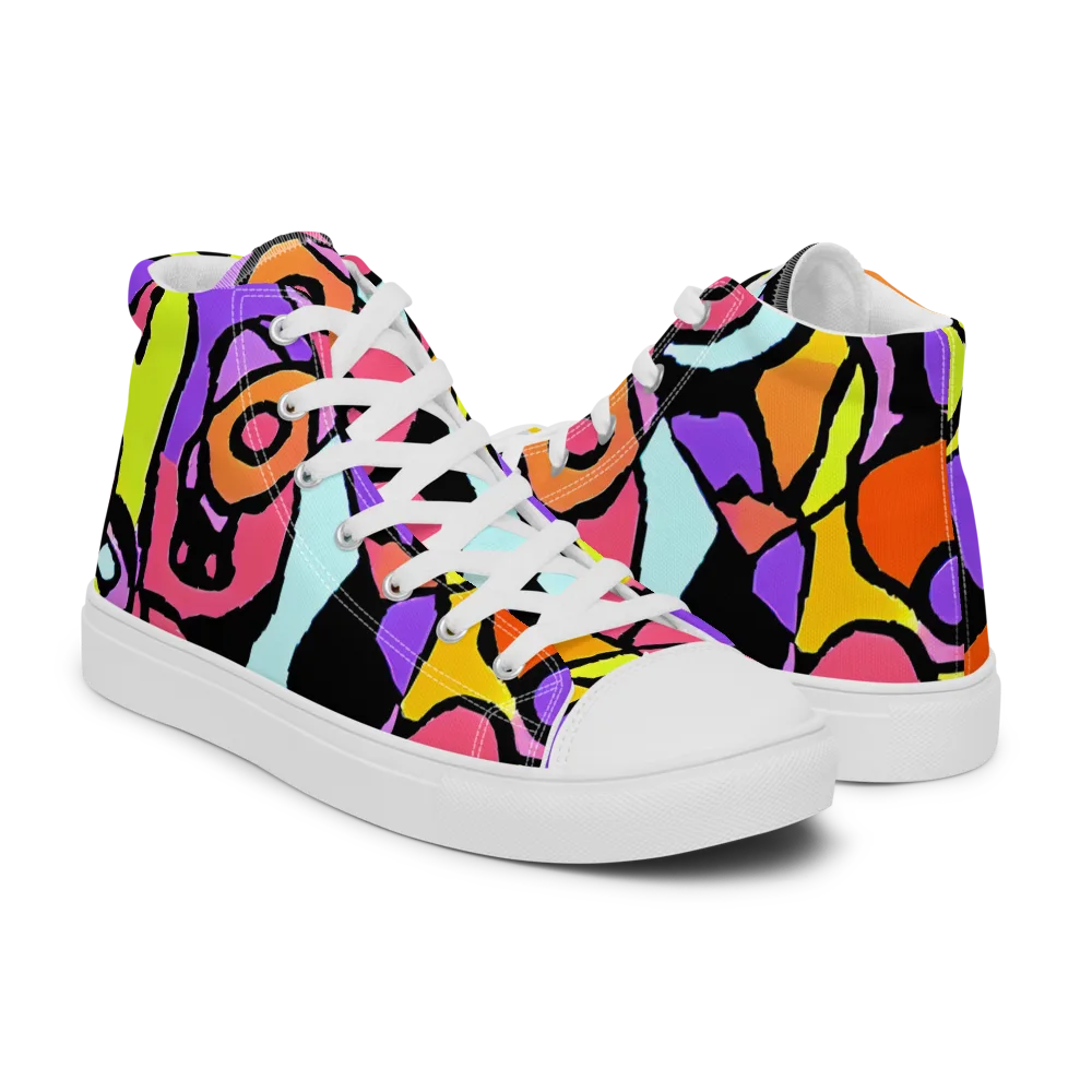 Spirals of Joy on Men's High Top Canvas Shoes — Right