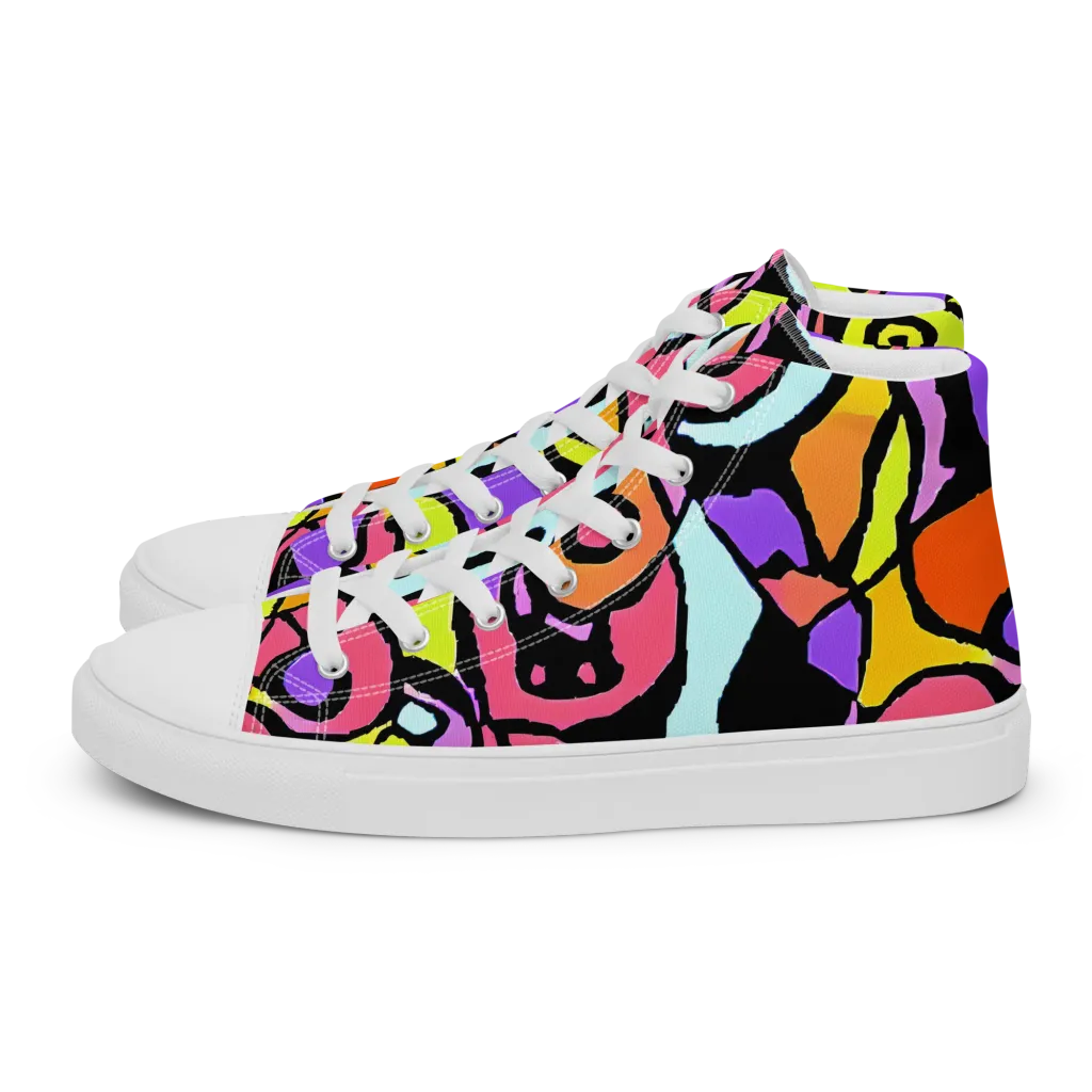 Spirals of Joy on Women's High Top Canvas Shoes — Left