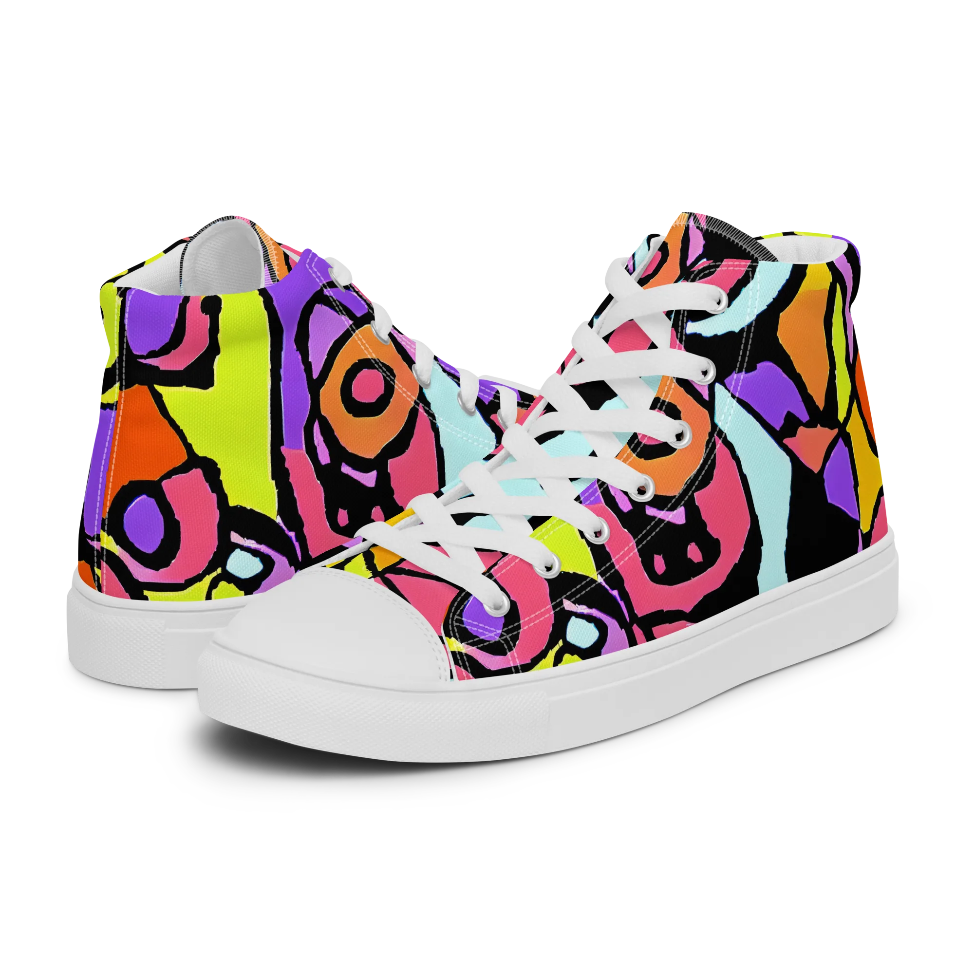 Spirals of Joy on Women's High Top Canvas Shoes — Left