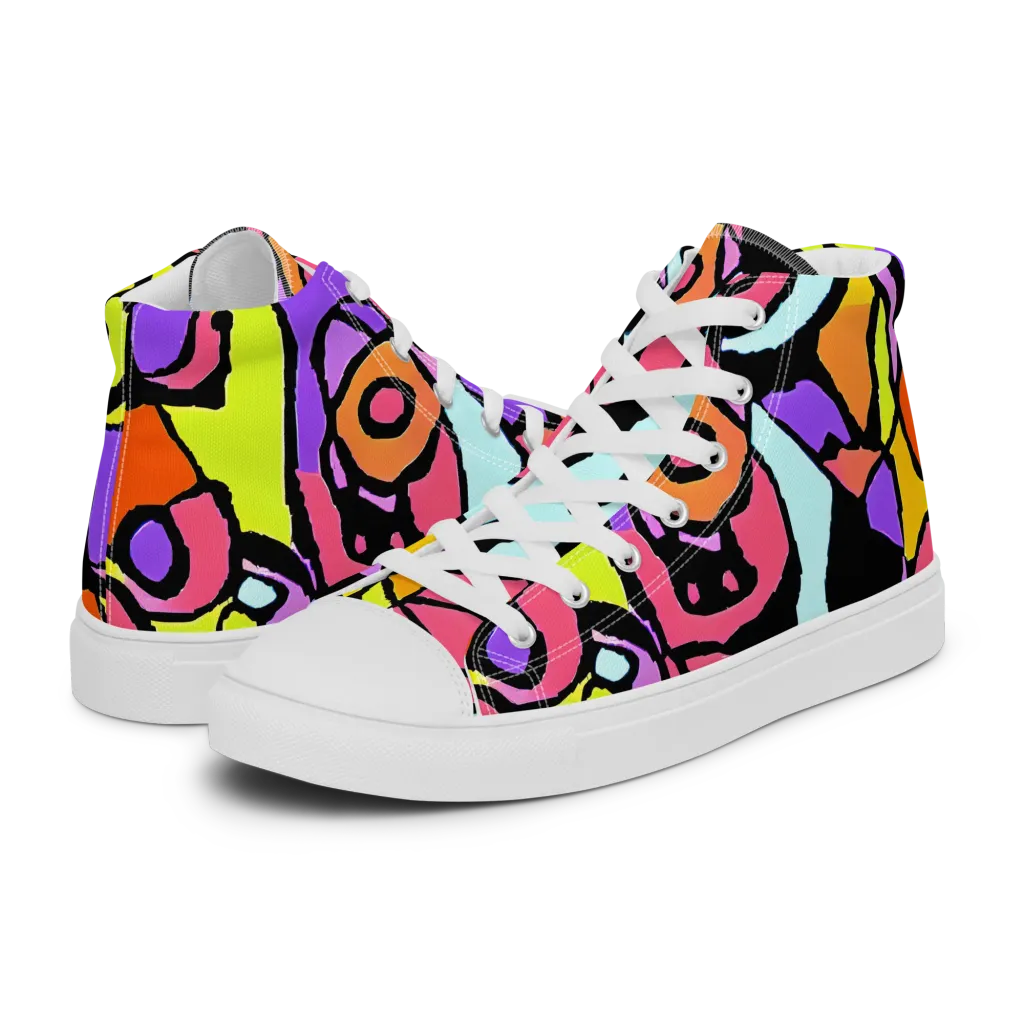 Spirals of Joy on Women's High Top Canvas Shoes — Left