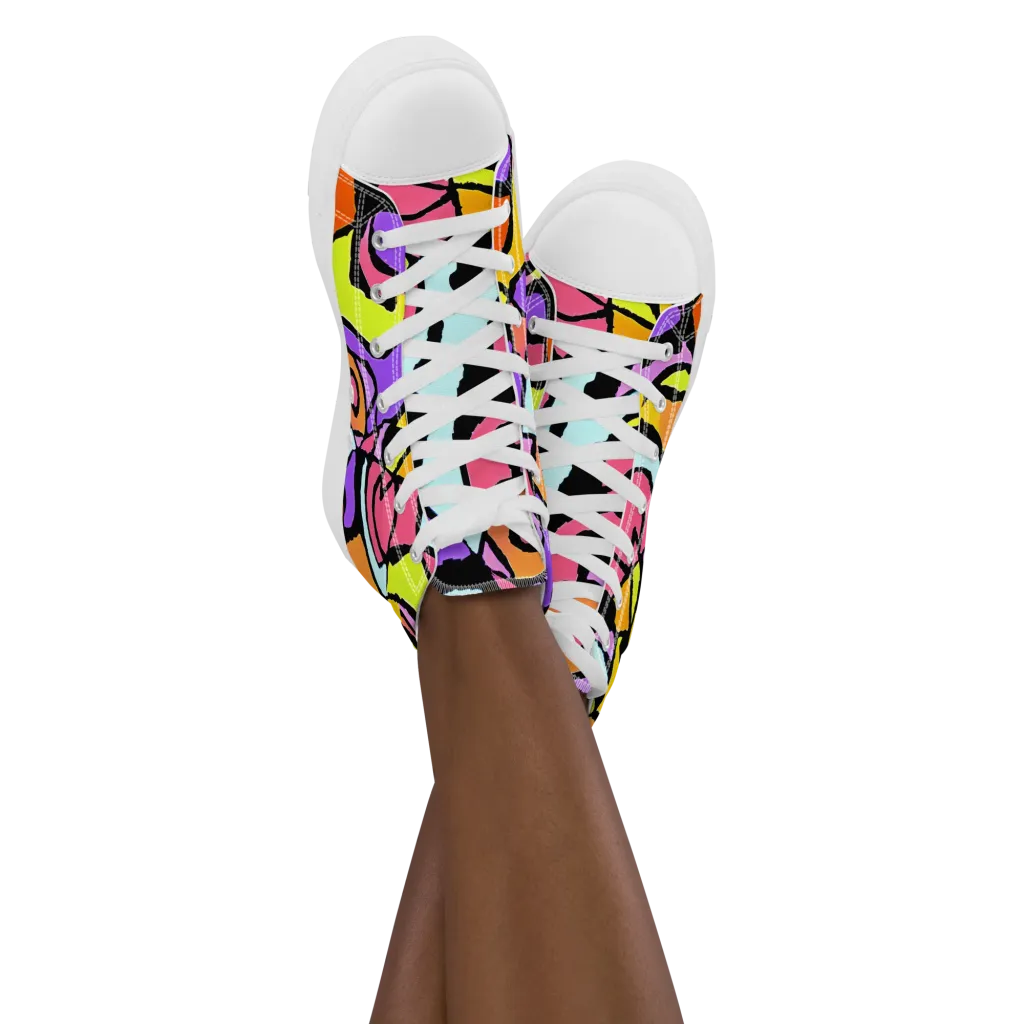 Spirals of Joy on Women's High Top Canvas Shoes — Front