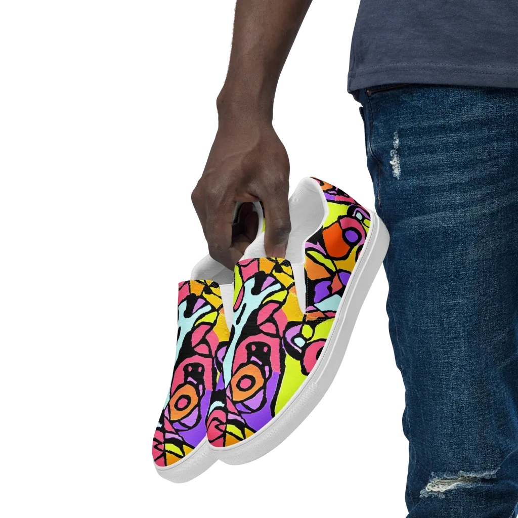 Spirals of Joy on Men's Slip-On Canvas Shoes — Left Front