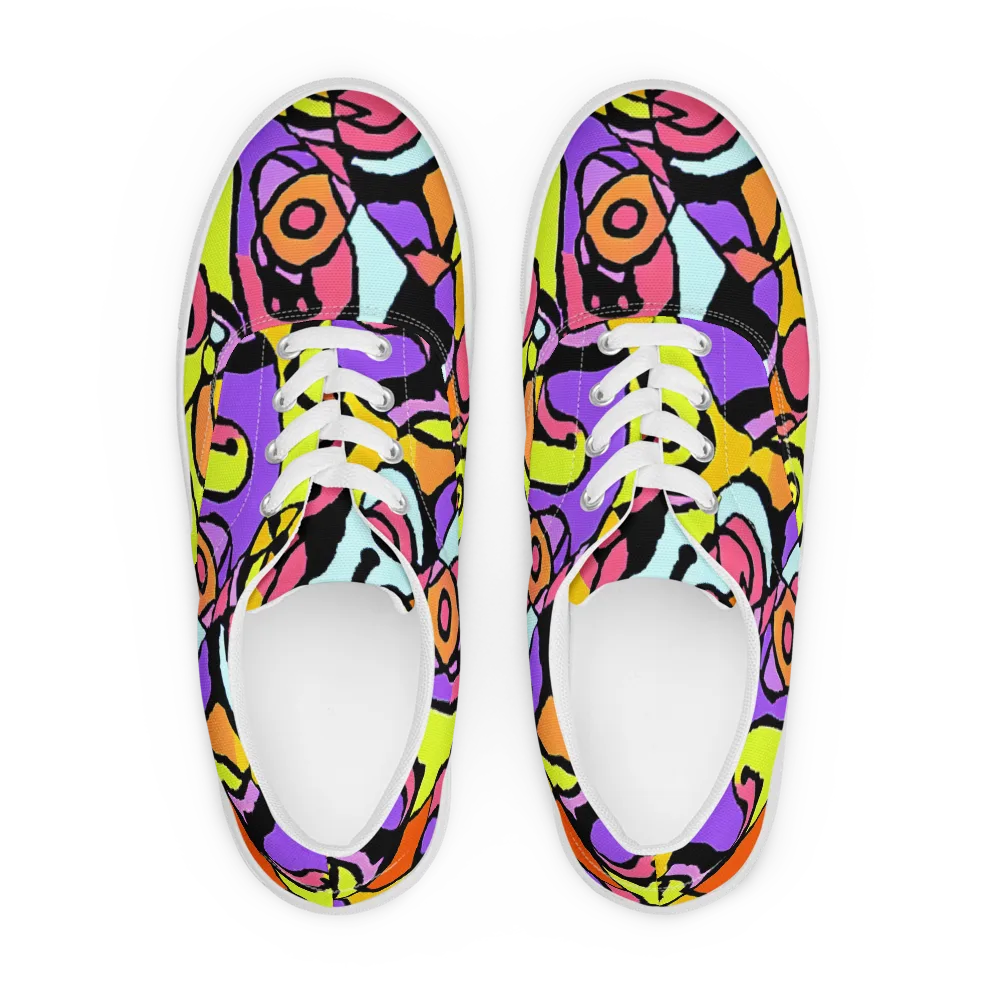 Spirals of Joy on Men's Lace-Up Canvas Shoes — Front