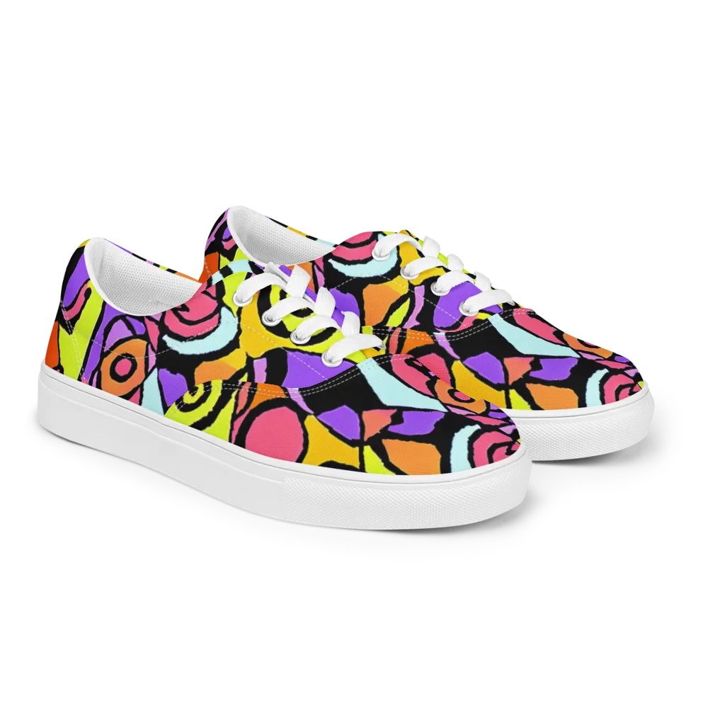 Spirals of Joy on Men's Lace-Up Canvas Shoes — Right Front