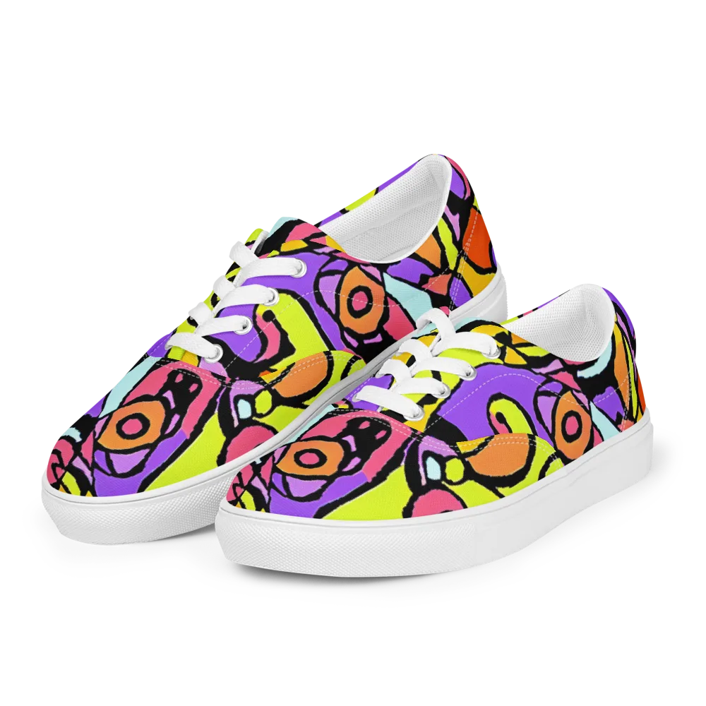 Spirals of Joy on Men's Lace-Up Canvas Shoes — Left Front