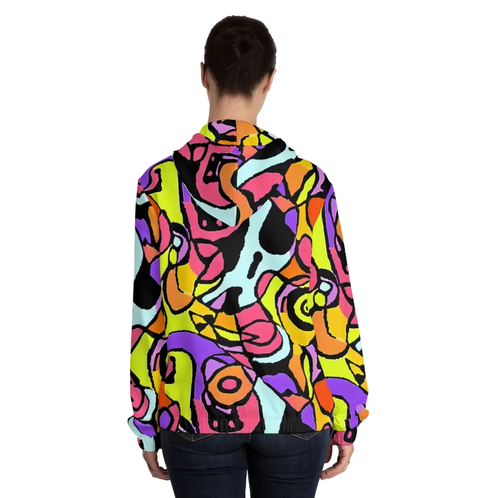 Spirals of Joy on Women's Full-Zip Hoodie — Back On Person