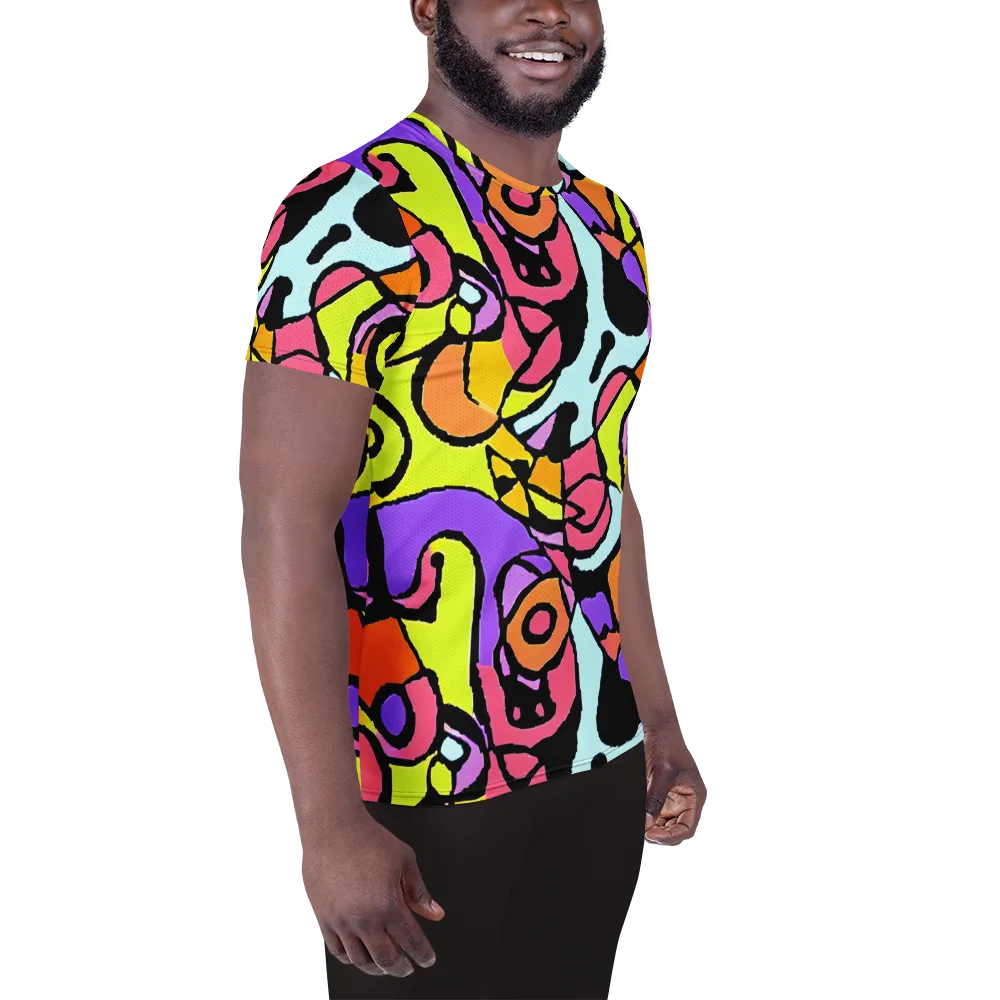 Spirals of Joy on Men's Athletic T-Shirt — Right