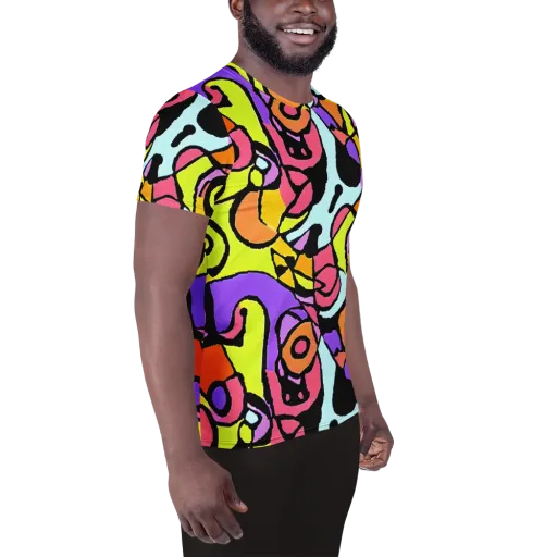 Spirals of Joy on a Men's Athletic T-Shirt