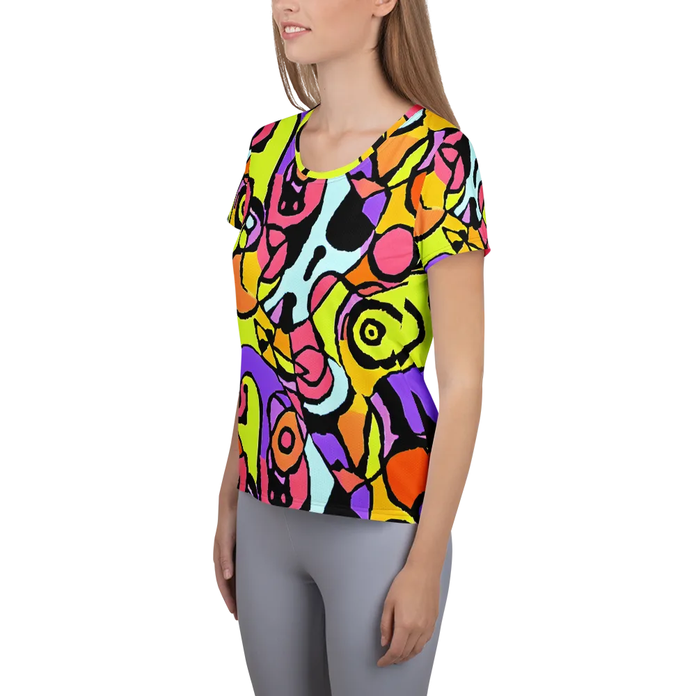 Spirals of Joy on Women's Athletic T-Shirt — Left