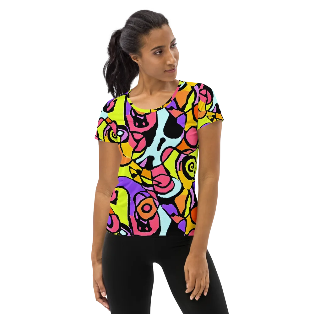 Spirals of Joy on Women's Athletic T-Shirt — Front