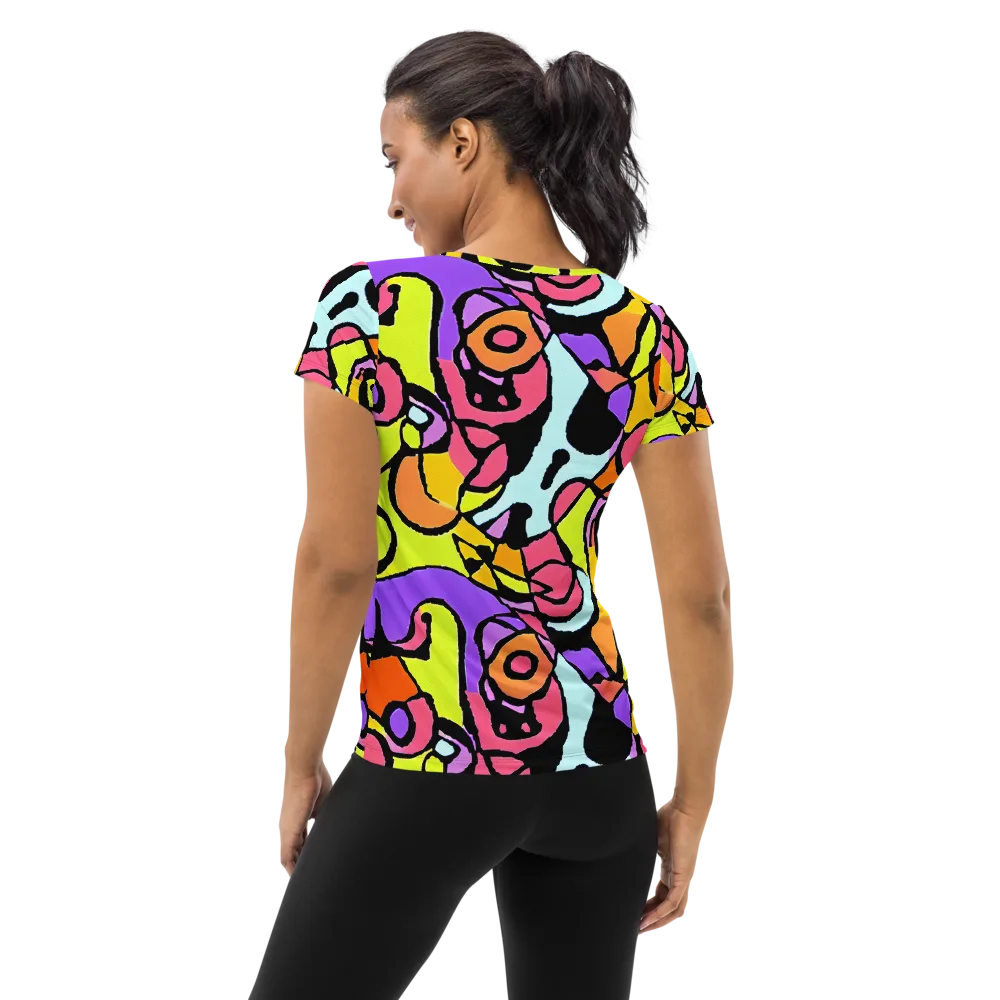 Spirals of Joy on Women's Athletic T-Shirt — Back