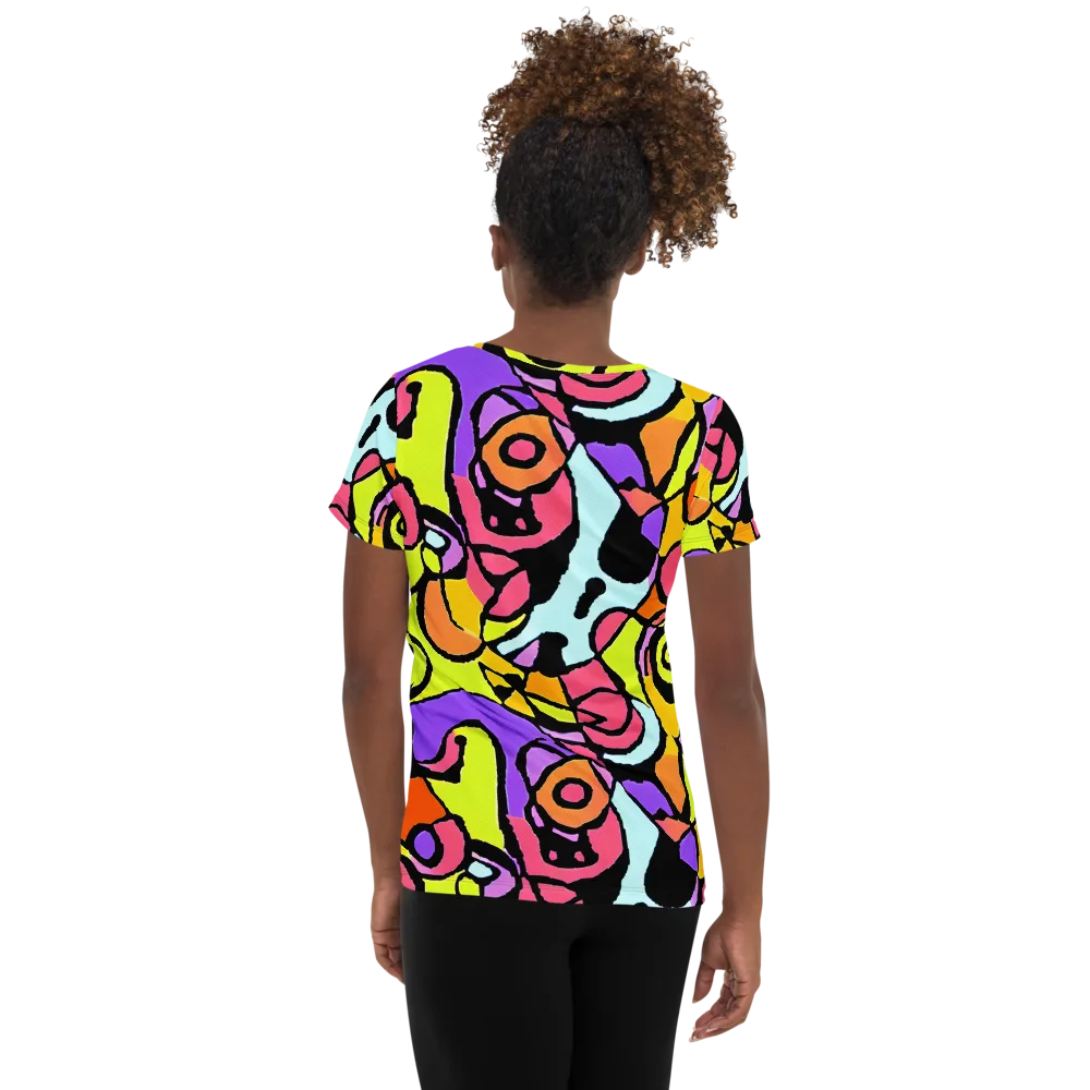 Spirals of Joy on Women's Athletic T-Shirt — Back