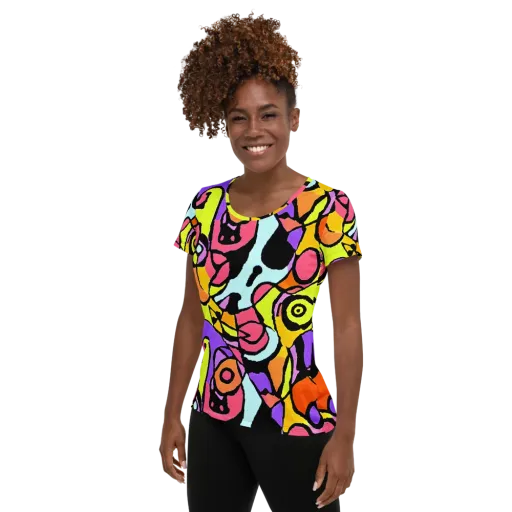 Spirals of Joy on a Women's Athletic T-Shirt