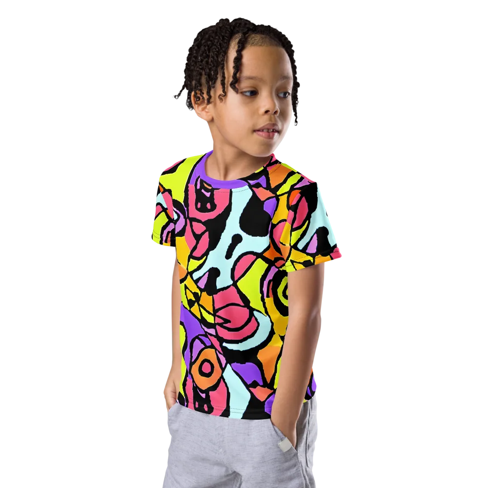 Spirals of Joy on Kids Crew Neck T-Shirt — Left Front