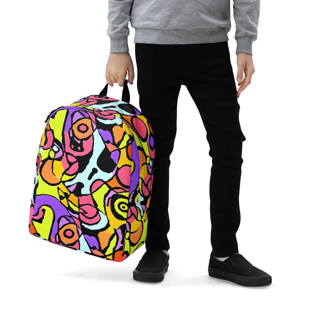 Spirals of Joy on Minimalist Backpack — Zoomed-in