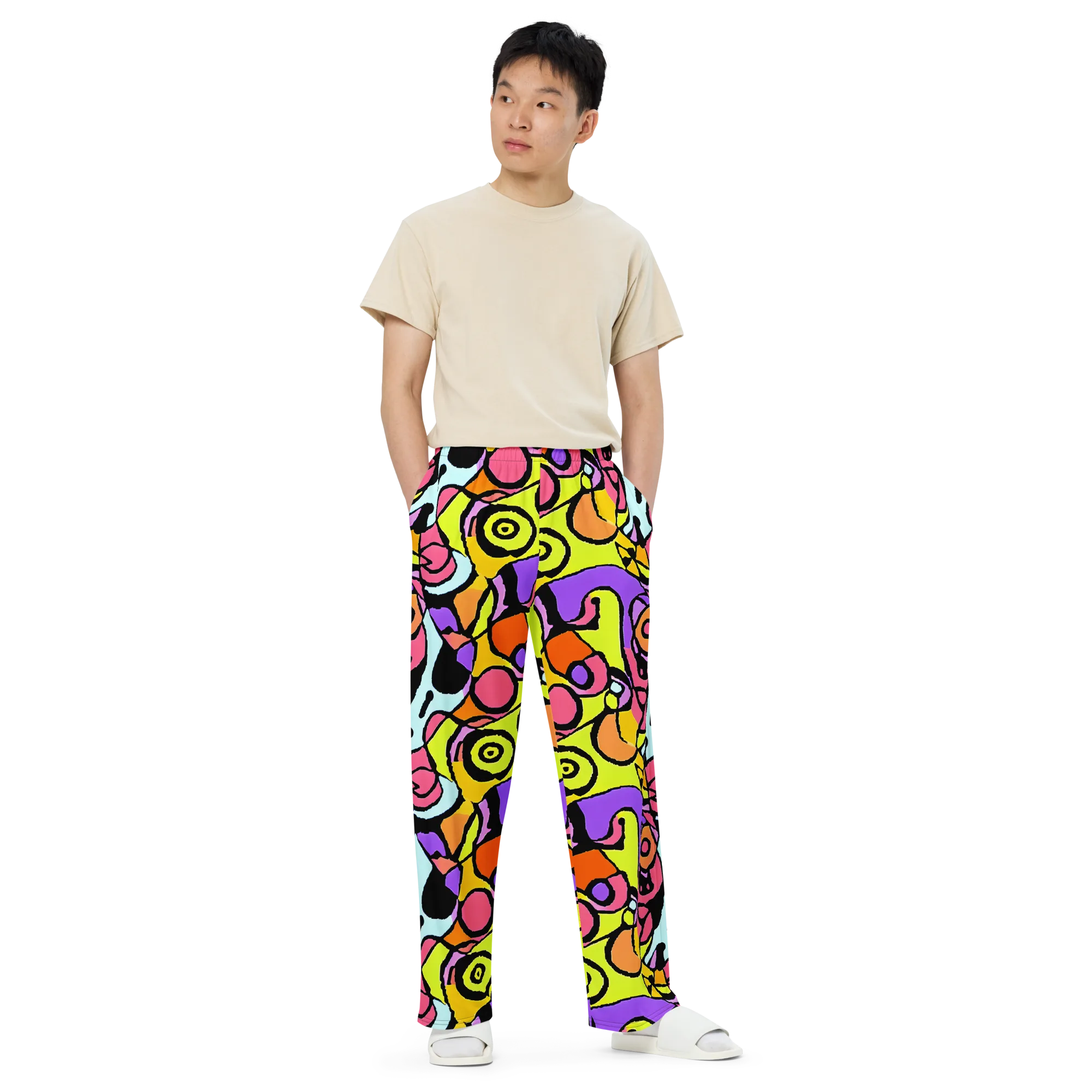 Spirals of Joy on Wide-Leg Pants — Front