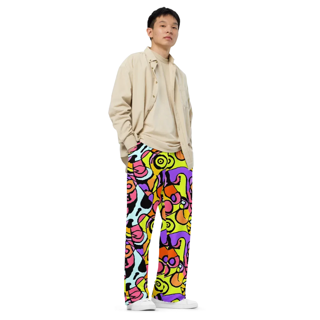 Spirals of Joy on Wide-Leg Pants — Right Front