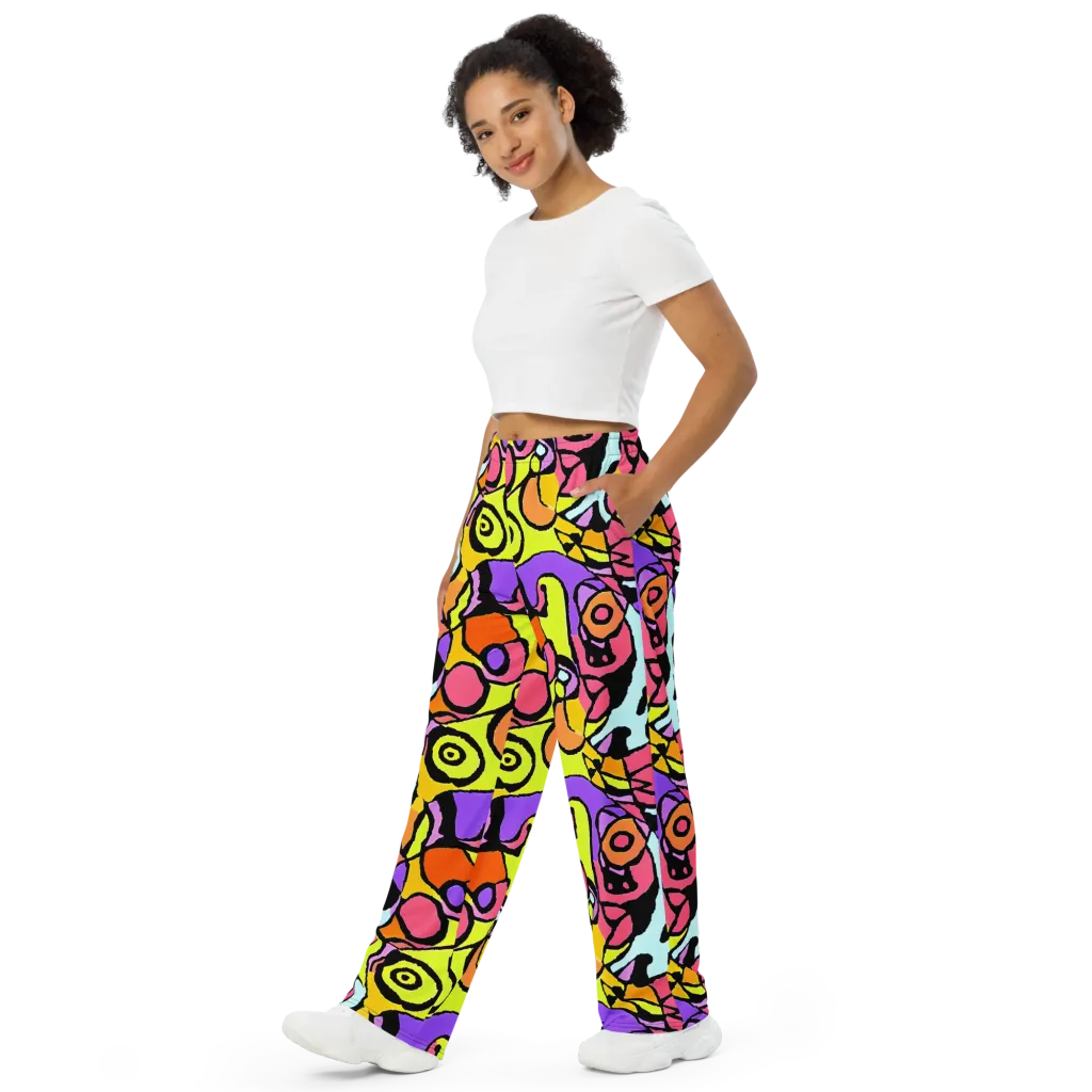 Spirals of Joy on Wide-Leg Pants — Left Front