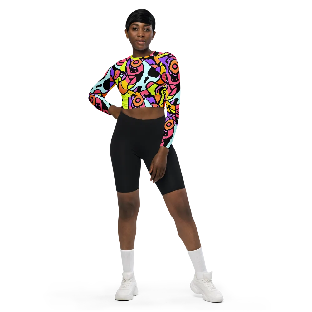 Spirals of Joy on Long Sleeve Crop Top — Front