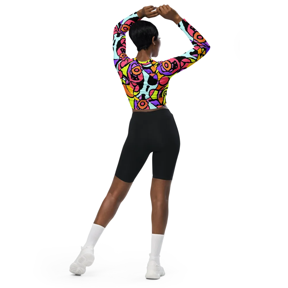 Spirals of Joy on Long Sleeve Crop Top — Back