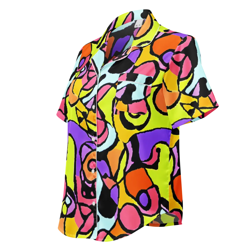 Spirals of Joy on Women's Short Sleeve Pajama Top — Left Front