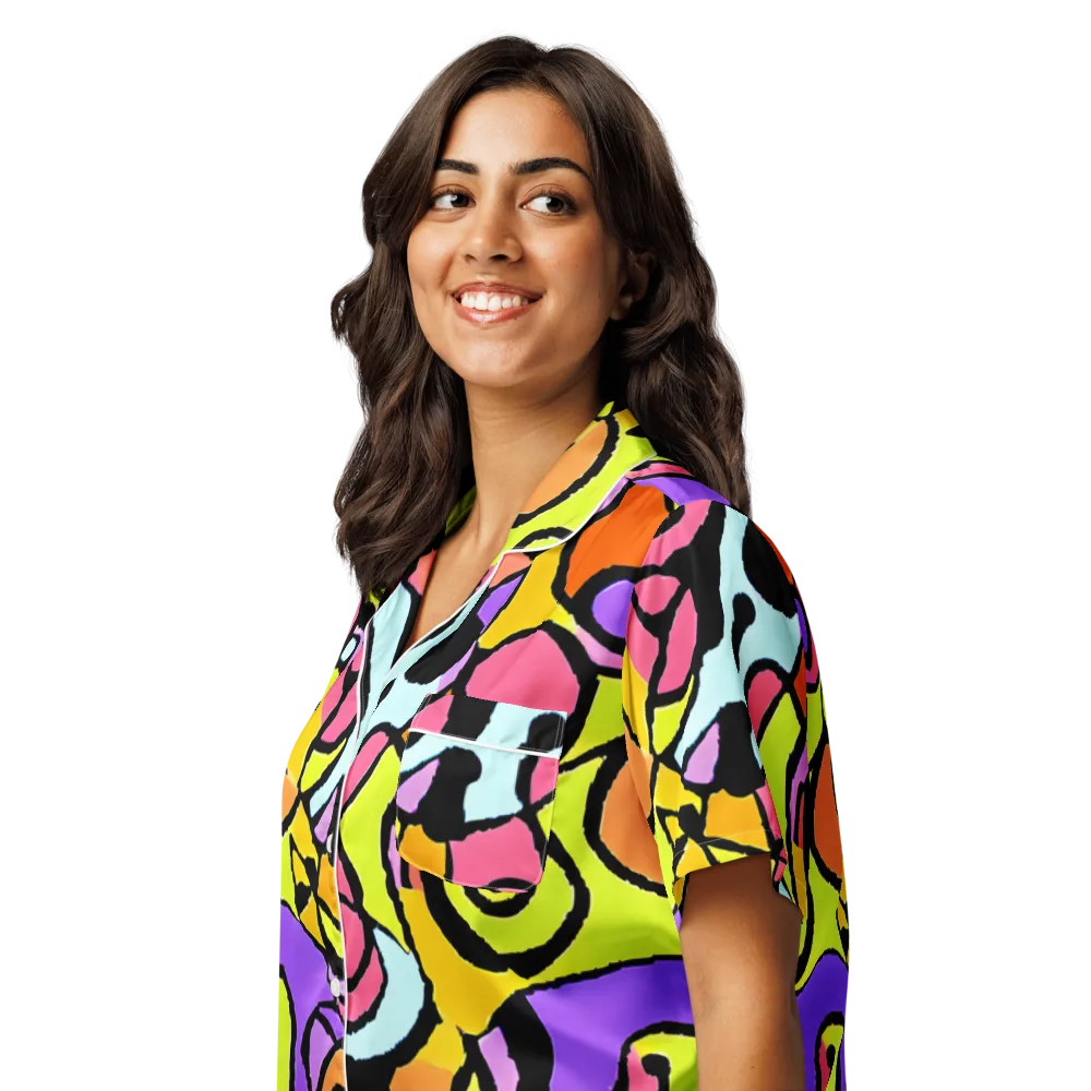 Spirals of Joy on Women's Short Sleeve Pajama Top — Left Front