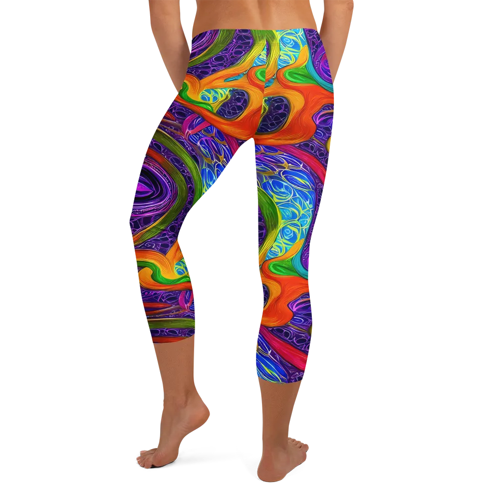 Orchid Circuit on Capri Leggings — Back