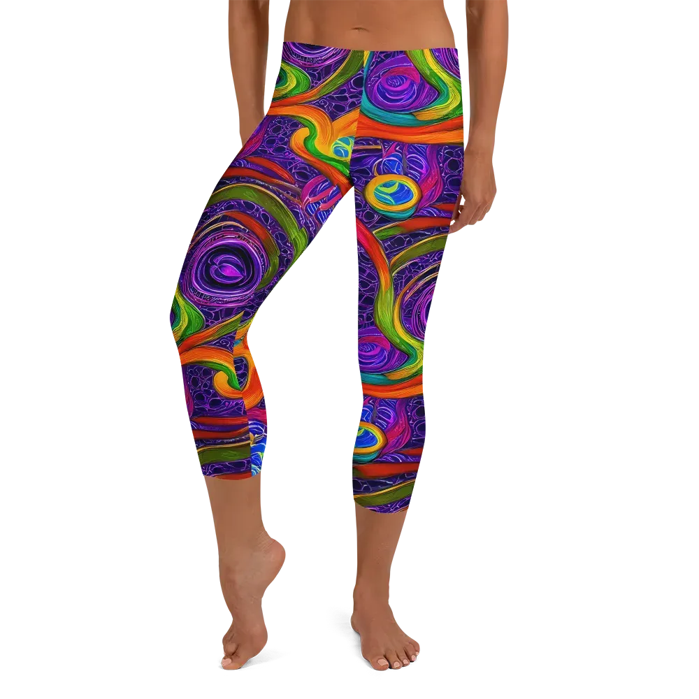 Orchid Circuit on Capri Leggings — Front