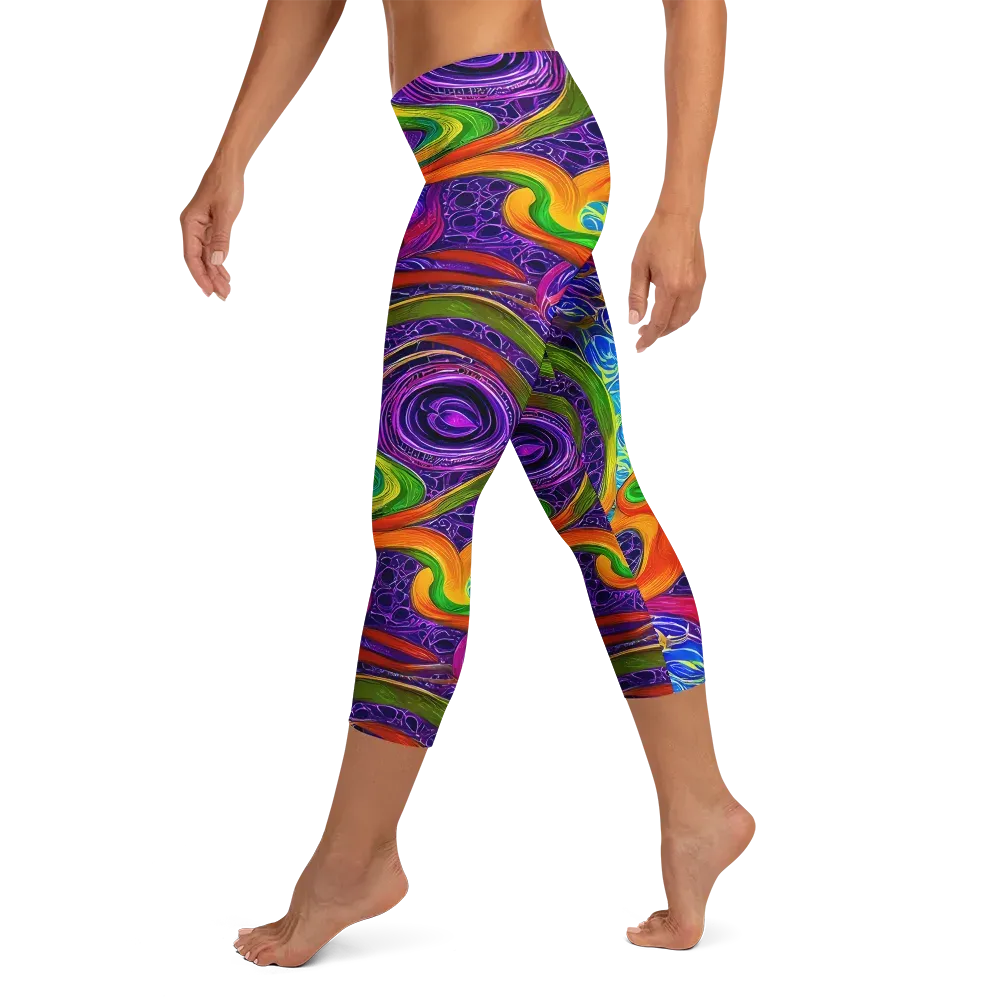 Orchid Circuit on Capri Leggings — Left