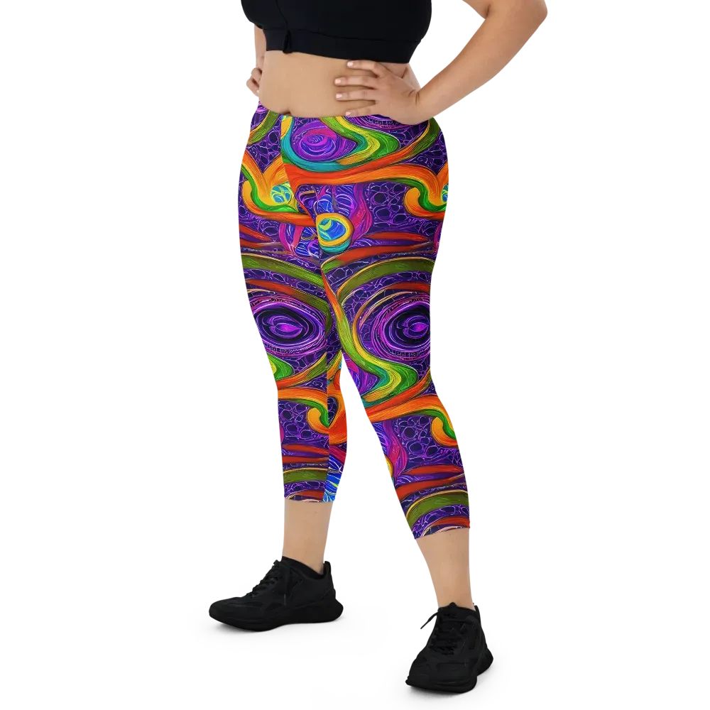 Orchid Circuit on Capri Leggings — Front