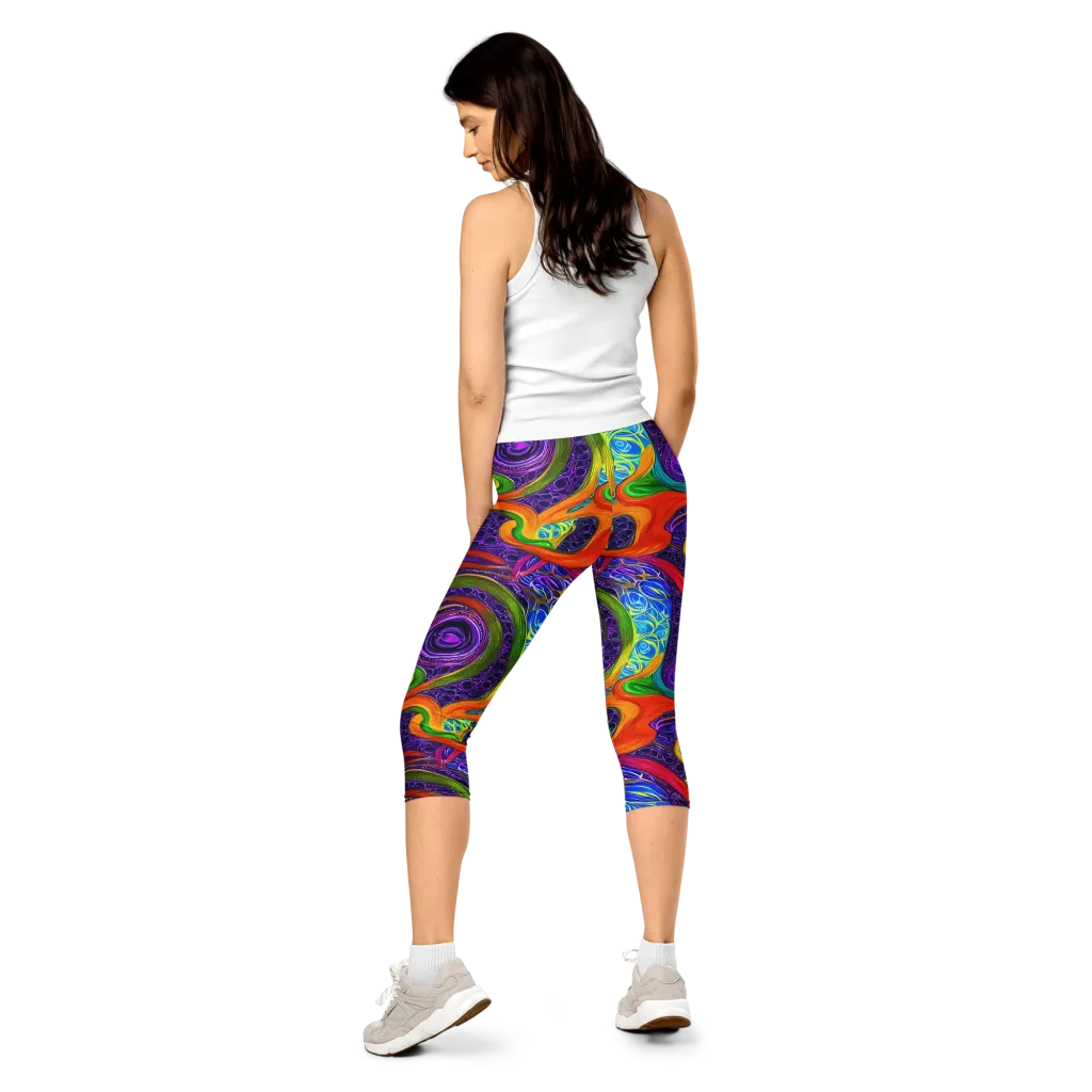 Orchid Circuit on Capri Leggings — Back