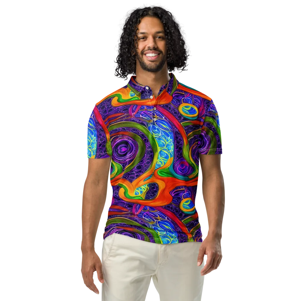 Orchid Circuit on Men's Slim Fit Polo Shirt — Front