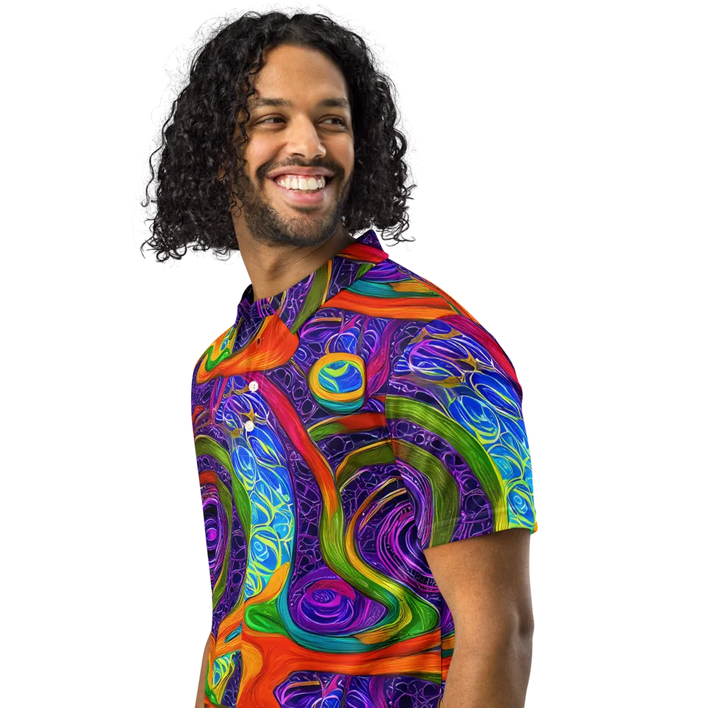 Orchid Circuit on Men's Slim Fit Polo Shirt — Left Front
