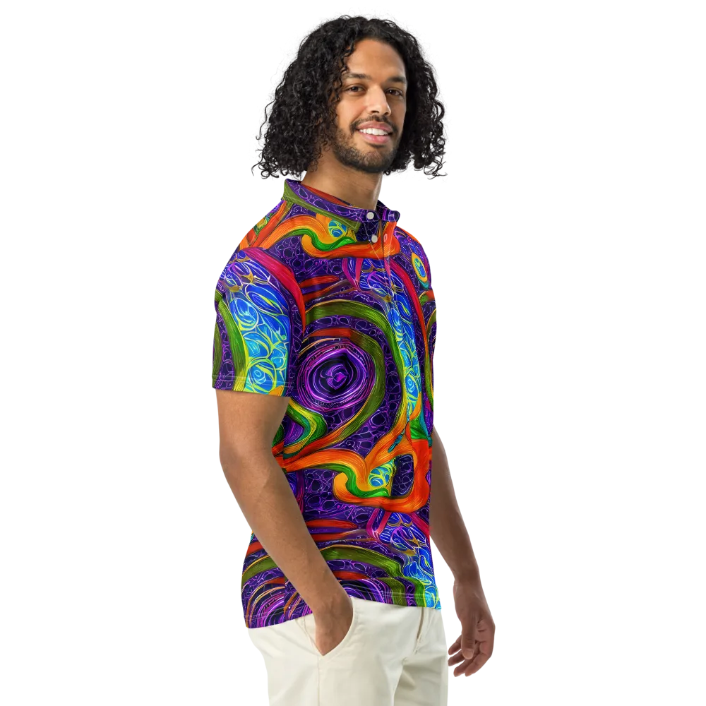 Orchid Circuit on Men's Slim Fit Polo Shirt — Right Front