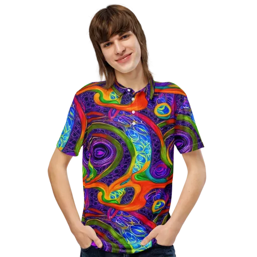 Orchid Circuit on a Men's Slim Fit Polo Shirt