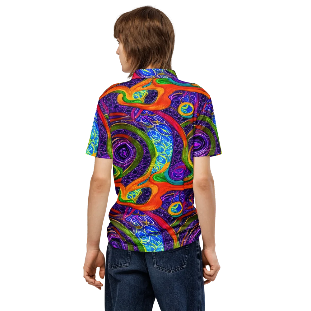 Orchid Circuit on Men's Slim Fit Polo Shirt — Back