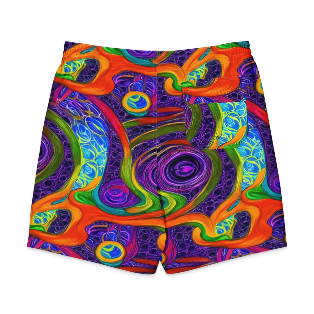 Orchid Circuit on Men's Board Shorts — Back