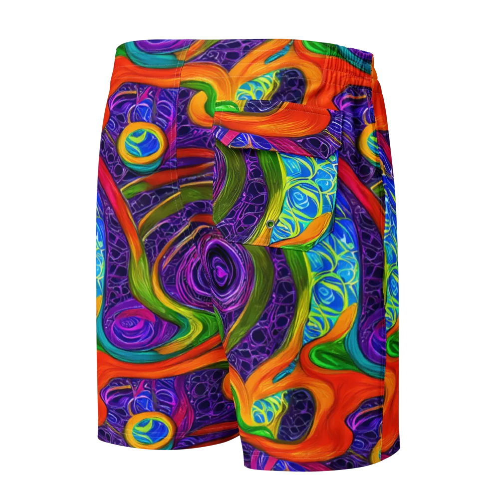 Orchid Circuit on Men's Board Shorts — Back