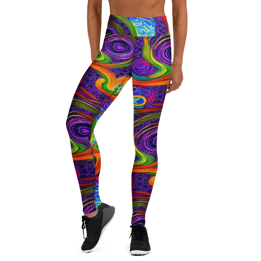Orchid Circuit on Yoga Leggings — Front