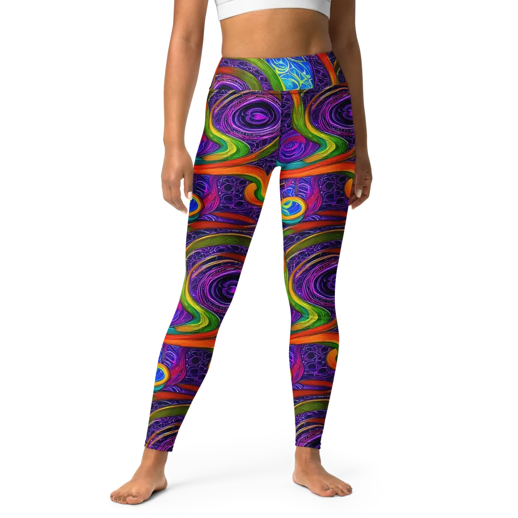 Orchid Circuit on Yoga Leggings — Front