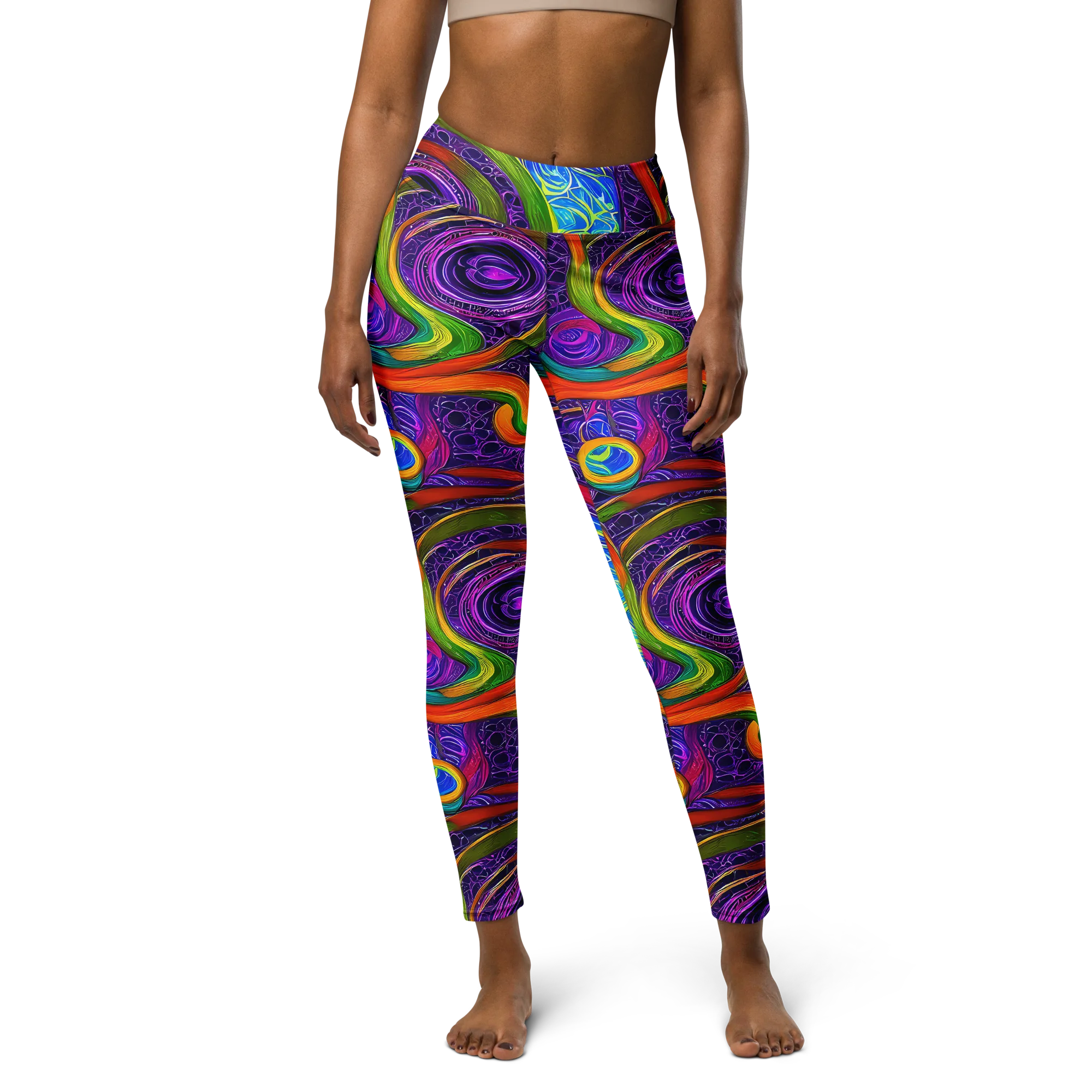 Orchid Circuit on Yoga Leggings — Front