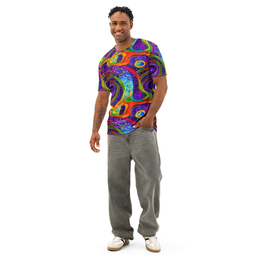 Orchid Circuit on Men's Cotton Crew Neck T-Shirt — Front