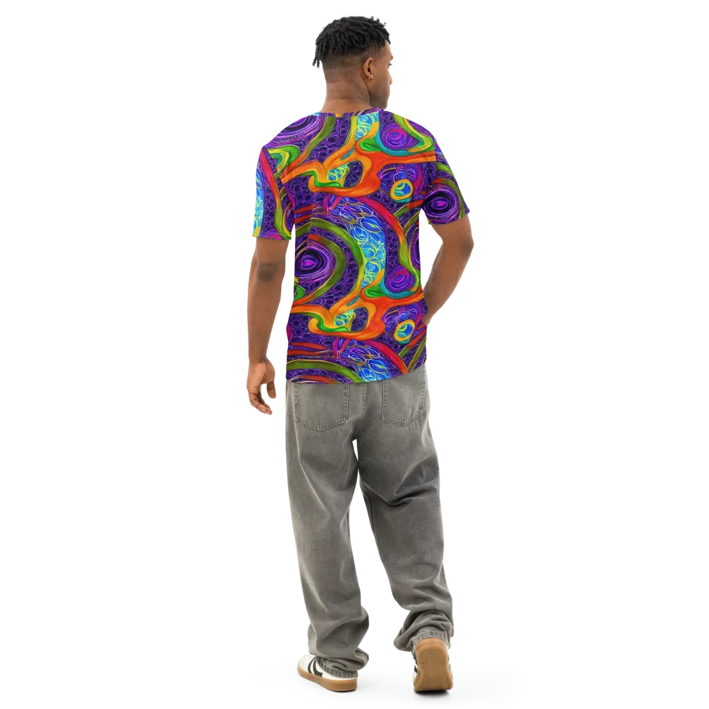 Orchid Circuit on Men's Cotton Crew Neck T-Shirt — Back