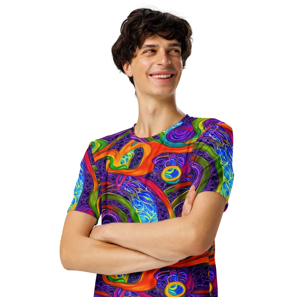 Orchid Circuit on Men's Crew Neck T-Shirt — Left Front