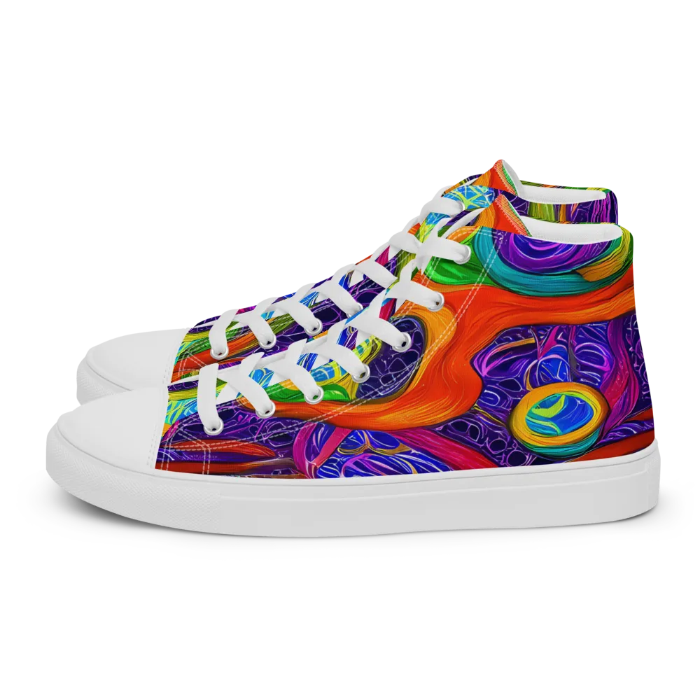 Orchid Circuit on Men's High Top Canvas Shoes — Left