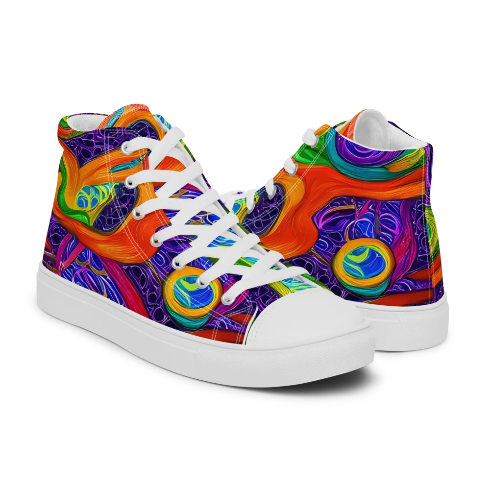 Orchid Circuit on Men's High Top Canvas Shoes — Right