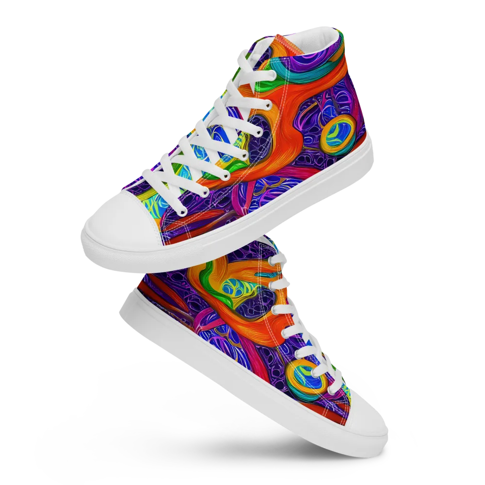Orchid Circuit on Men's High Top Canvas Shoes — Front