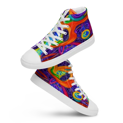 Orchid Circuit on a Men's High Top Canvas Shoes