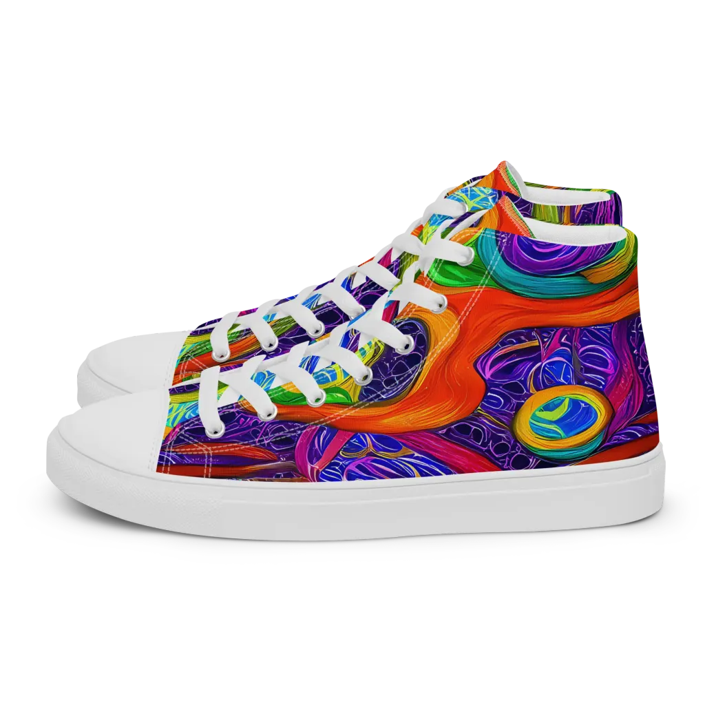 Orchid Circuit on Women's High Top Canvas Shoes — Left