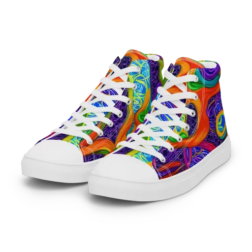 Orchid Circuit on a Women's High Top Canvas Shoes